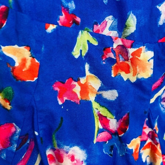 Caroline Constas Revolve Serena blue floral off the shoulder ruffle dress. Med - Picture 3 of 6